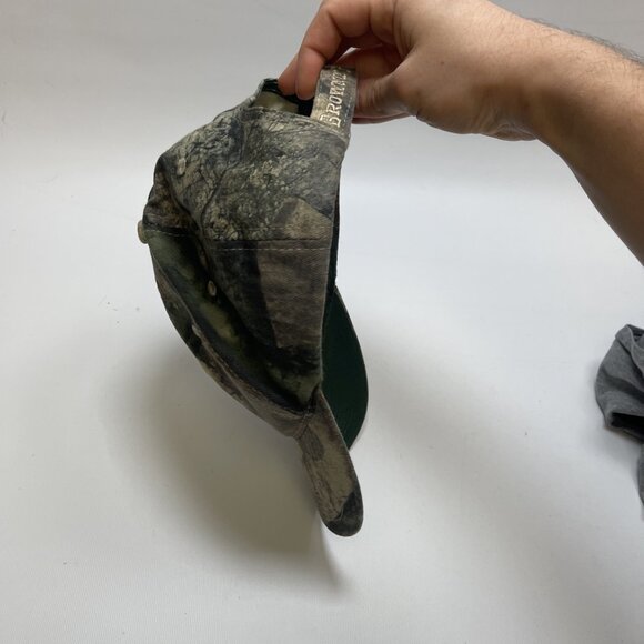 Browning Woodland Camo Strapback Hunting Hat Cap Outdoor Fishing Firearms - Picture 10 of 10